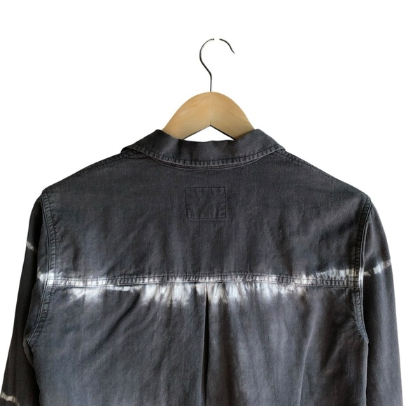 Rails Ingrid Raw Hem Casual Button Down Shirt XS Coal White Waves Grey White - Picture 5 of 15